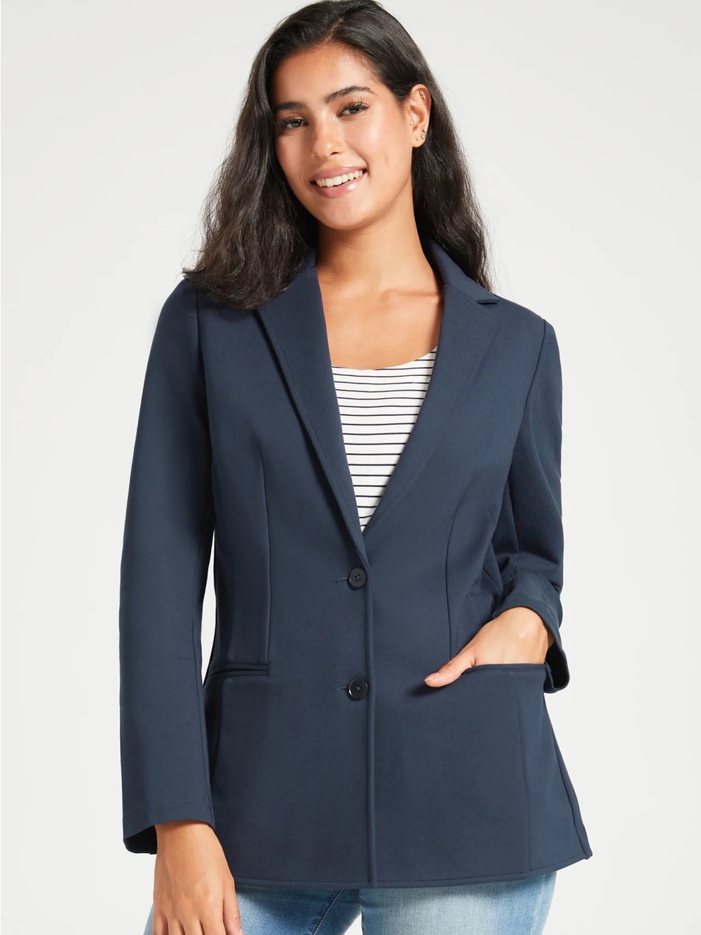 Betabrand Women's Navy Stretch Blazer & Pants